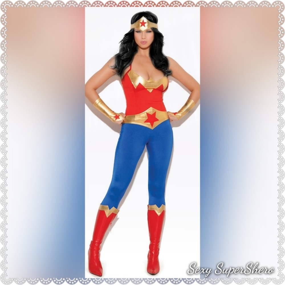 🎃SALE!🌟Wonder Woman Sexy SuperShero 5pc Costume set! - Picture 2 of 8